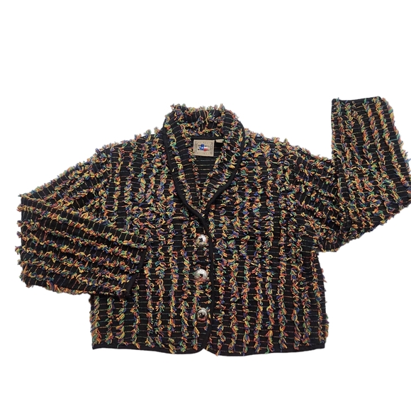 Don’t Mess With Texas Womens Jean Jacket Multicolor Fringe Threads Size M - Picture 1 of 6